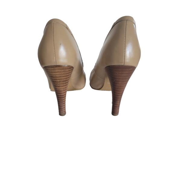 Fitzwell Women's Round Toe Tan Slip On Leather Elegant Pump Heels Size: 8 - Picture 5 of 6